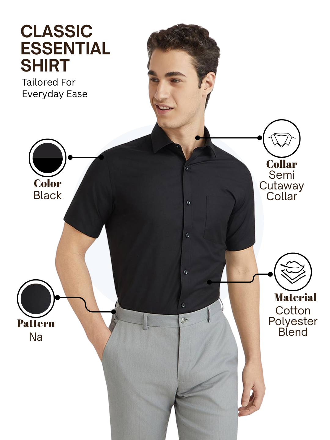 Park Avenue Men Black Regular Fit Formal Shirt