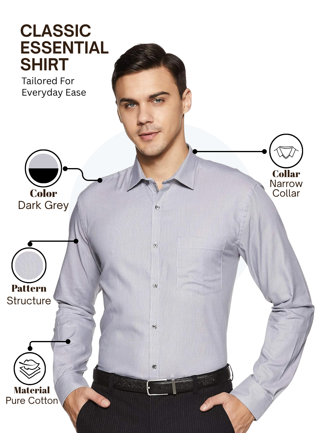 Park Avenue Men Grey Slim Fit Structure Formal Shirt