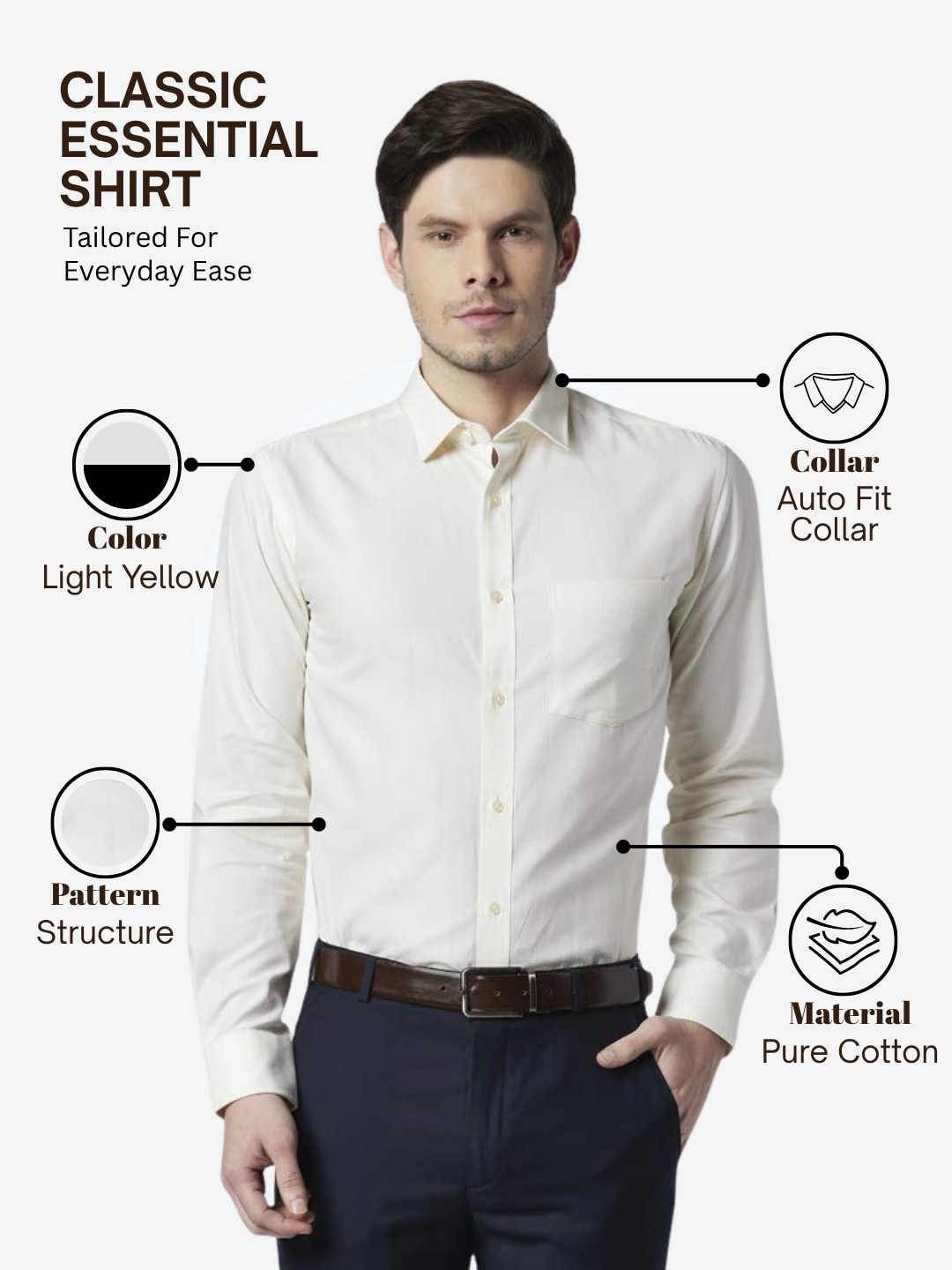 Park Avenue Men Yellow Regular Fit Structure Formal Shirt