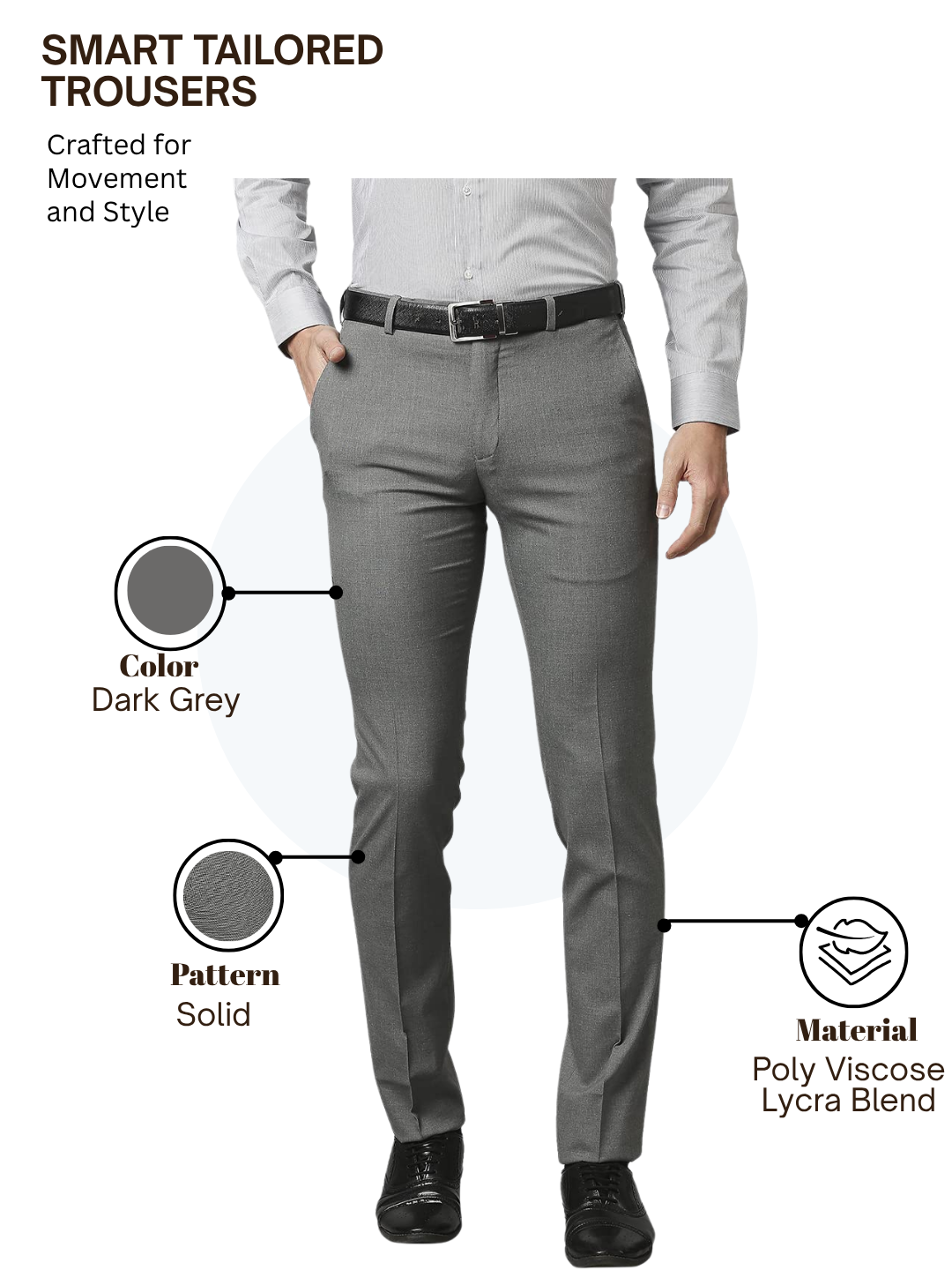 Raymond Men Grey Slim Fit Solid Trouser