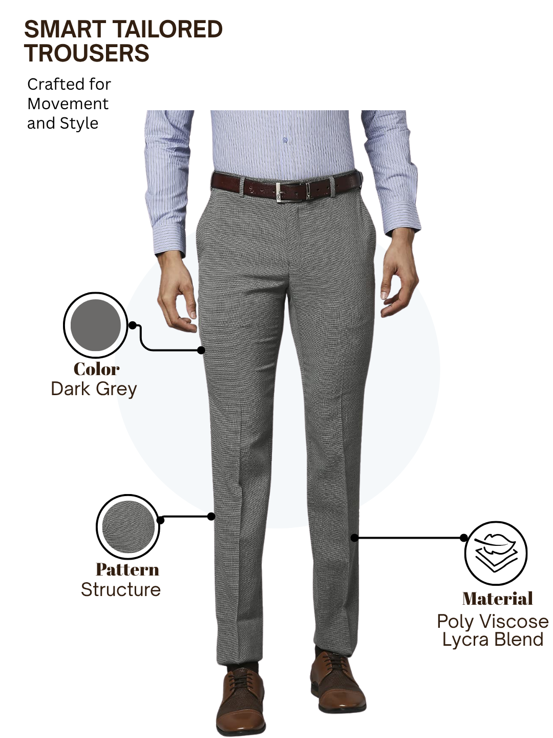 Raymond Men Grey Slim Fit Structure Trouser