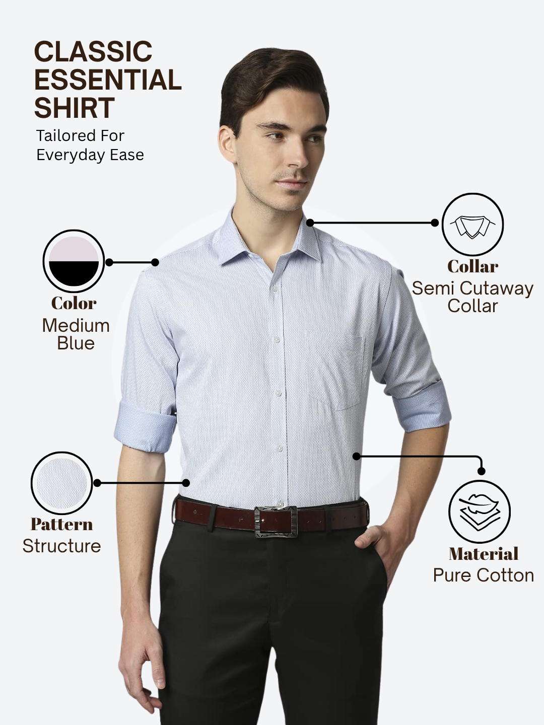 Park Avenue Men Blue Slim Fit Structure Formal Shirt