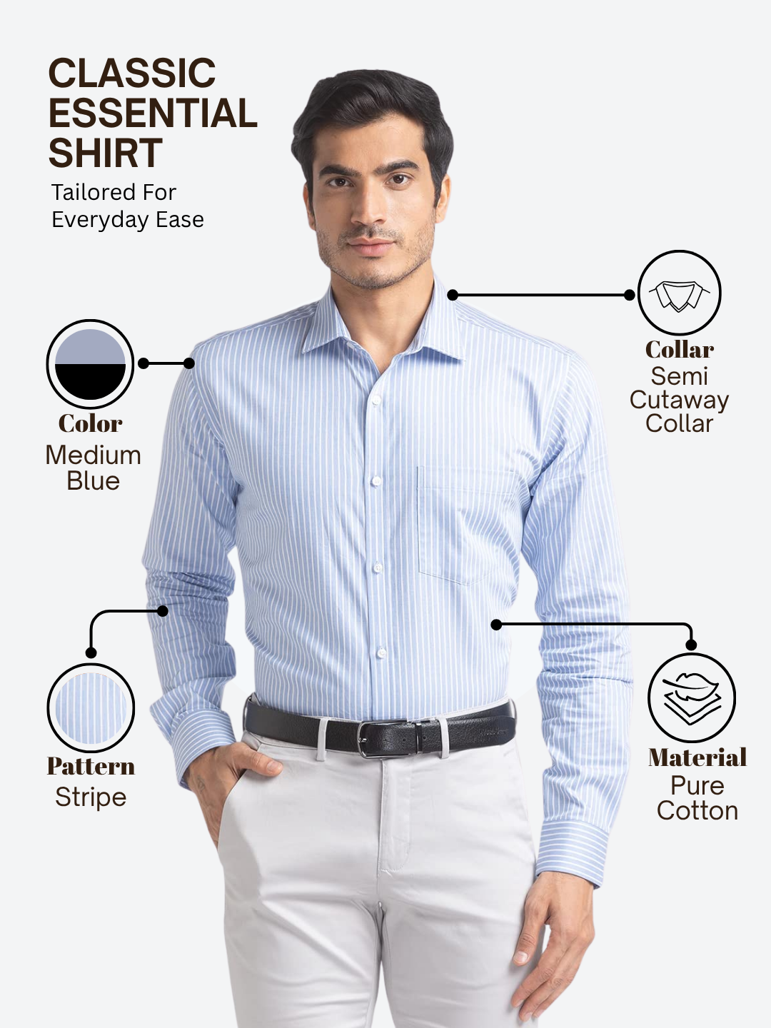 Park Avenue Men Blue Slim Fit Stripe Formal Shirt