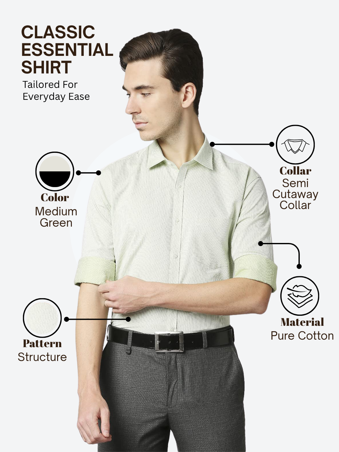 Park Avenue Men Green Slim Fit Structure Formal Shirt