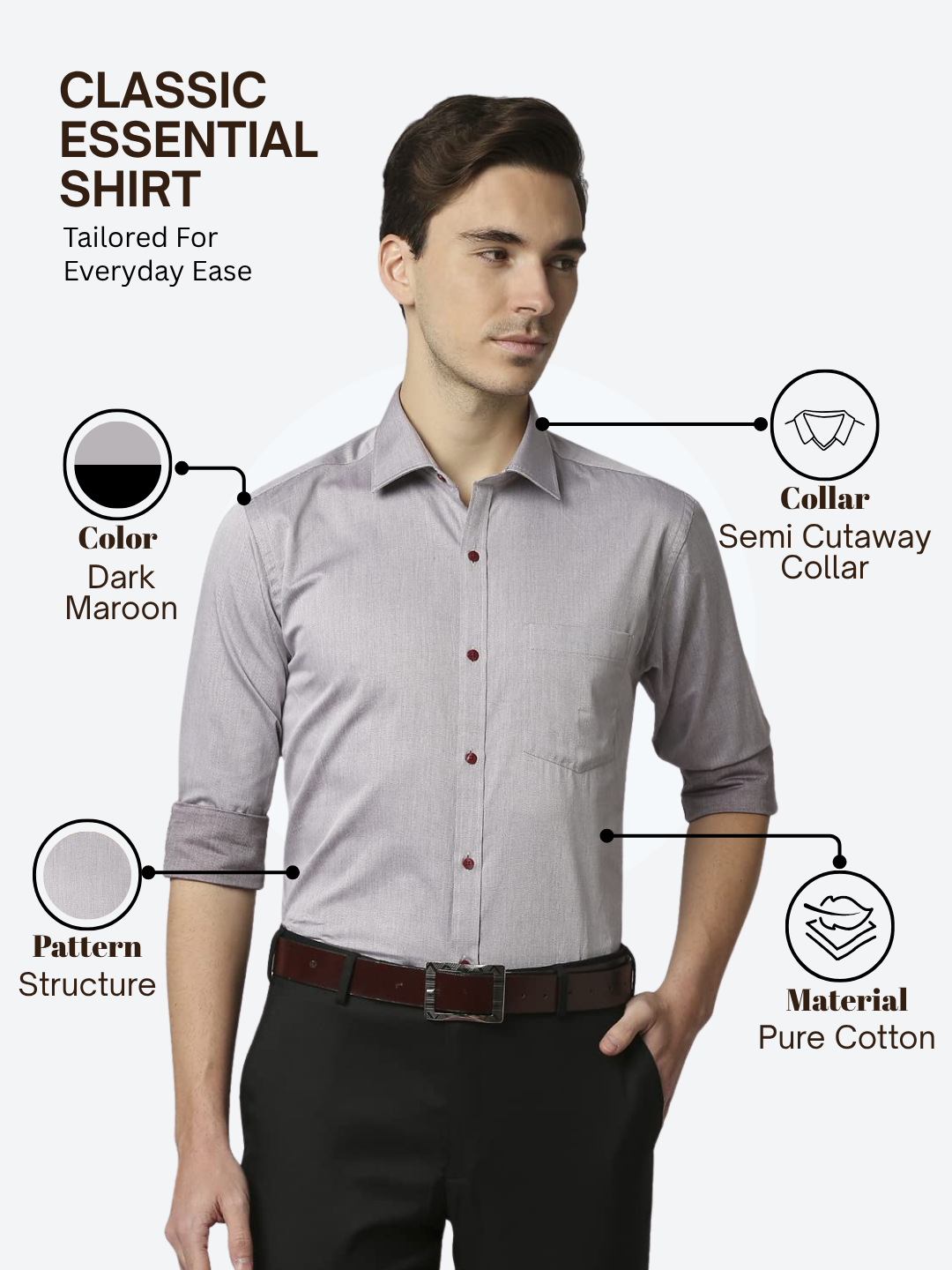 Park Avenue Men Grey Slim Fit Structure Formal Shirt