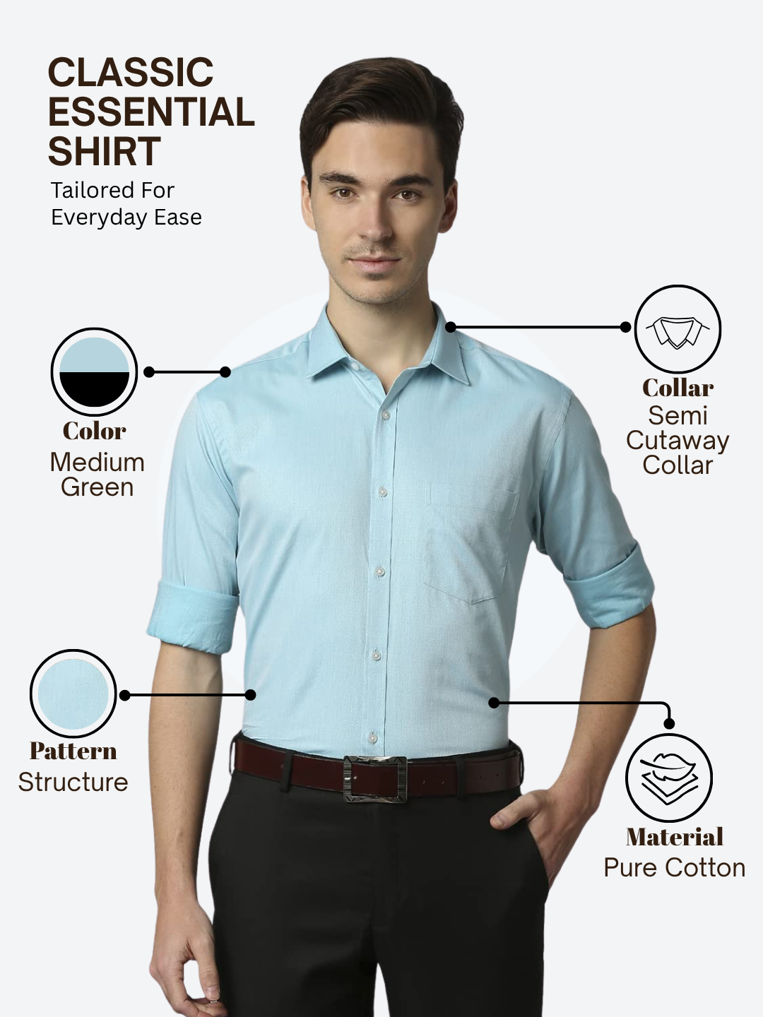 Park Avenue Men Green Slim Fit Structure Formal Shirt