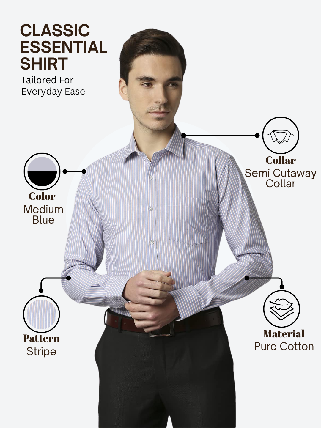 Park Avenue Men Blue Slim Fit Stripe Formal Shirt