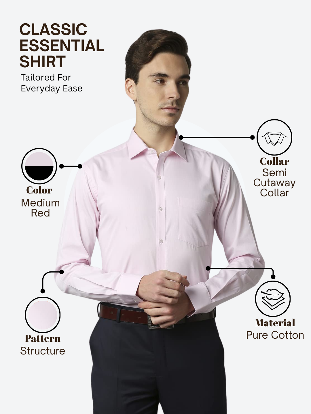 Park Avenue Men Pink Slim Fit Structure Formal Shirt