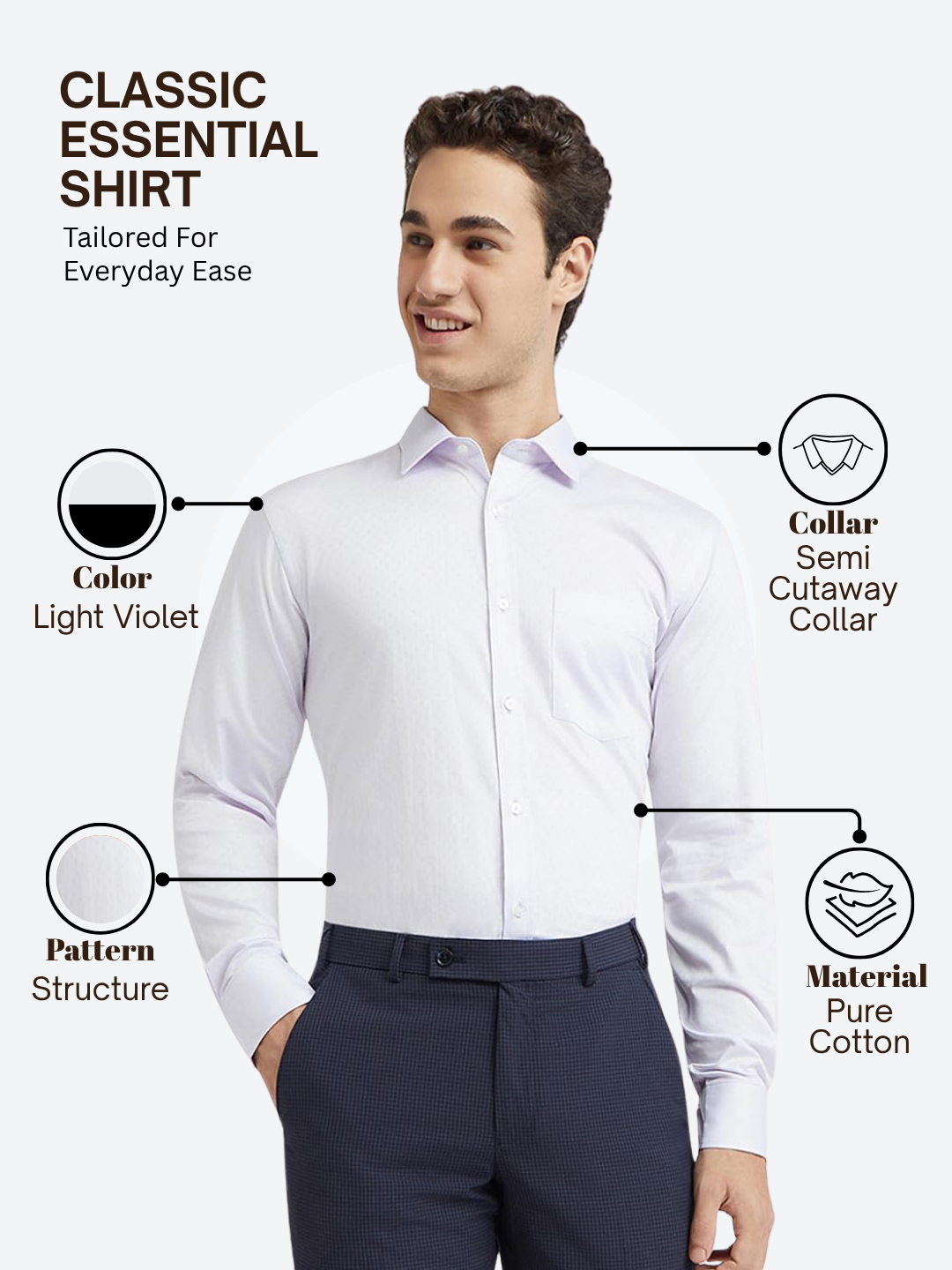 Park Avenue Men Purple Slim Fit Structure Formal Shirt