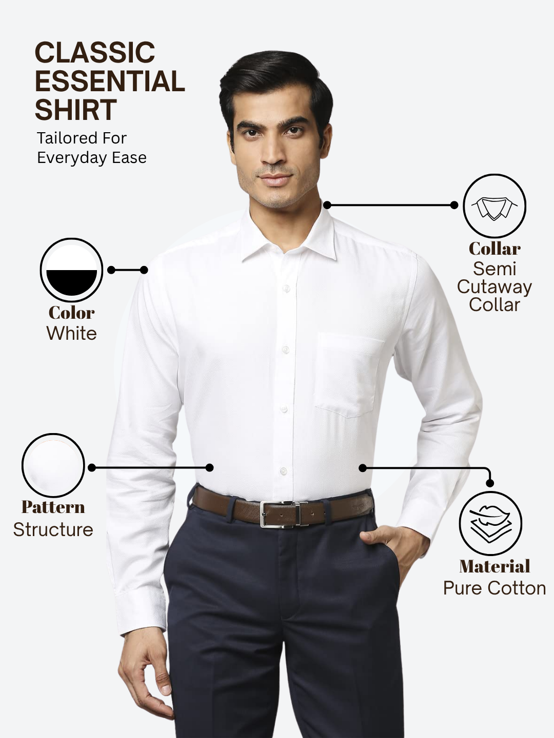 Park Avenue Men White Regular Fit Structure Formal Shirt