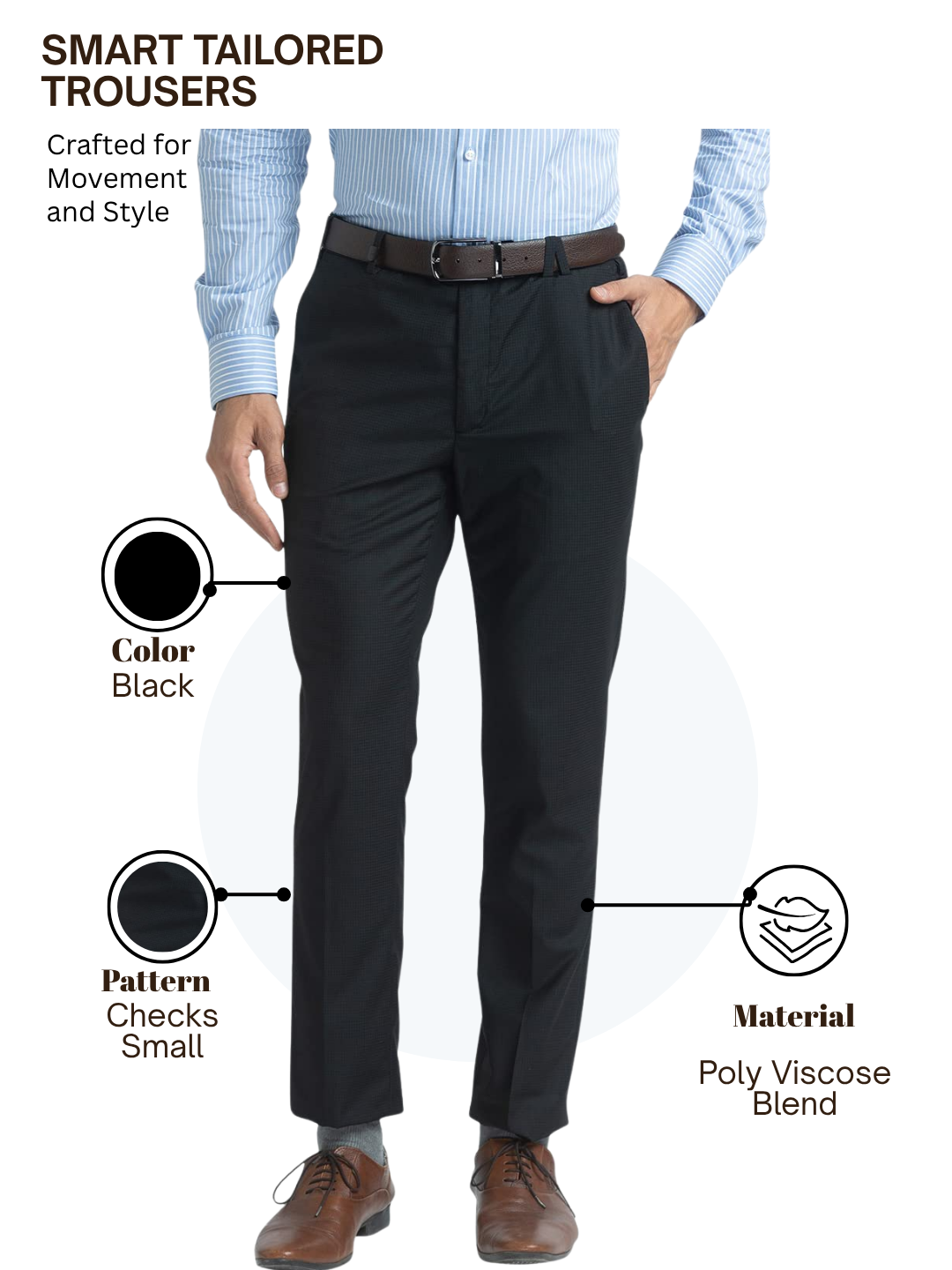 Park Avenue Men Black Super Slim Fit Checks Trouser