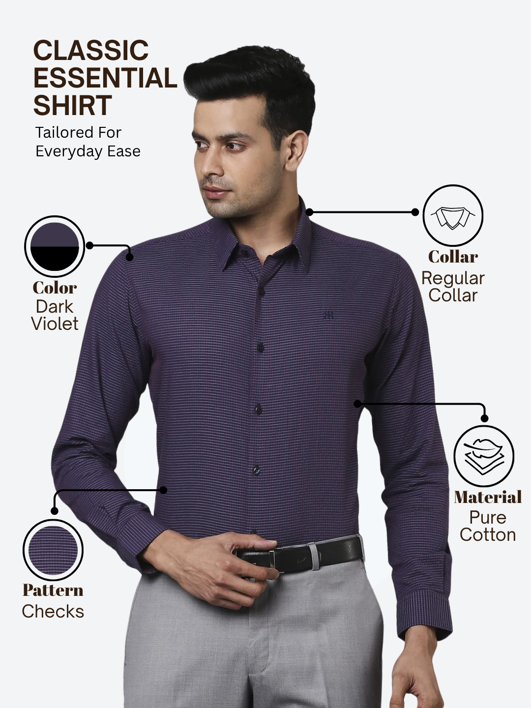 Raymond Men Purple Slim Fit Checks Casual Shirt