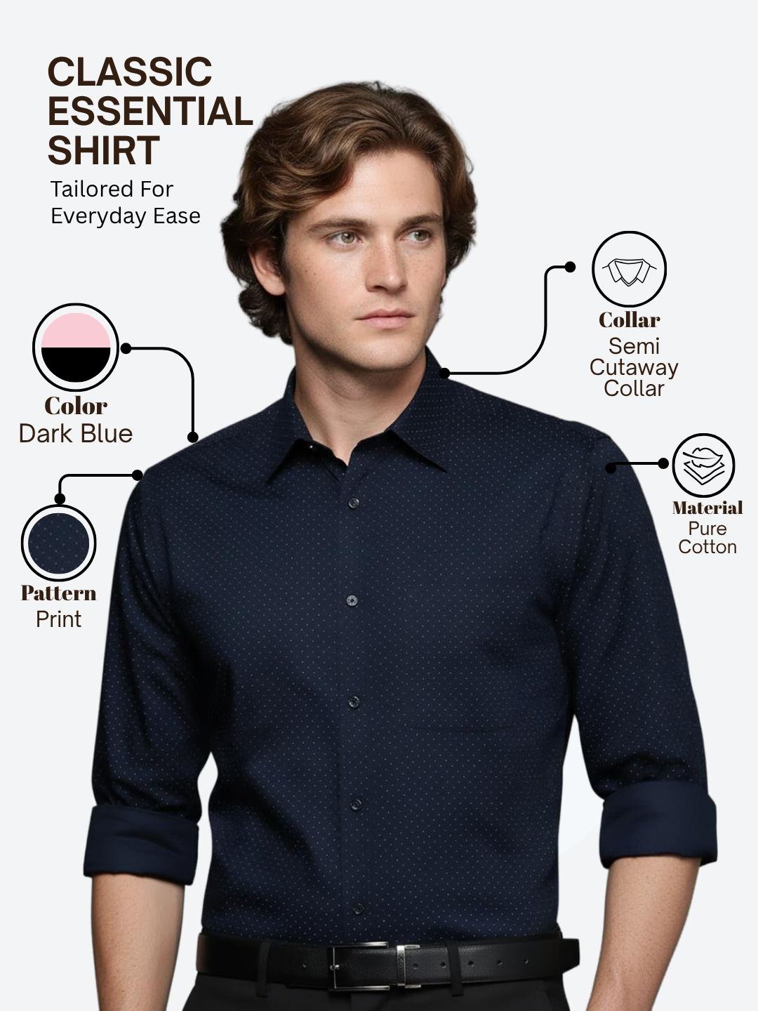 Raymond Men Blue Slim Fit Printed Formal Shirt