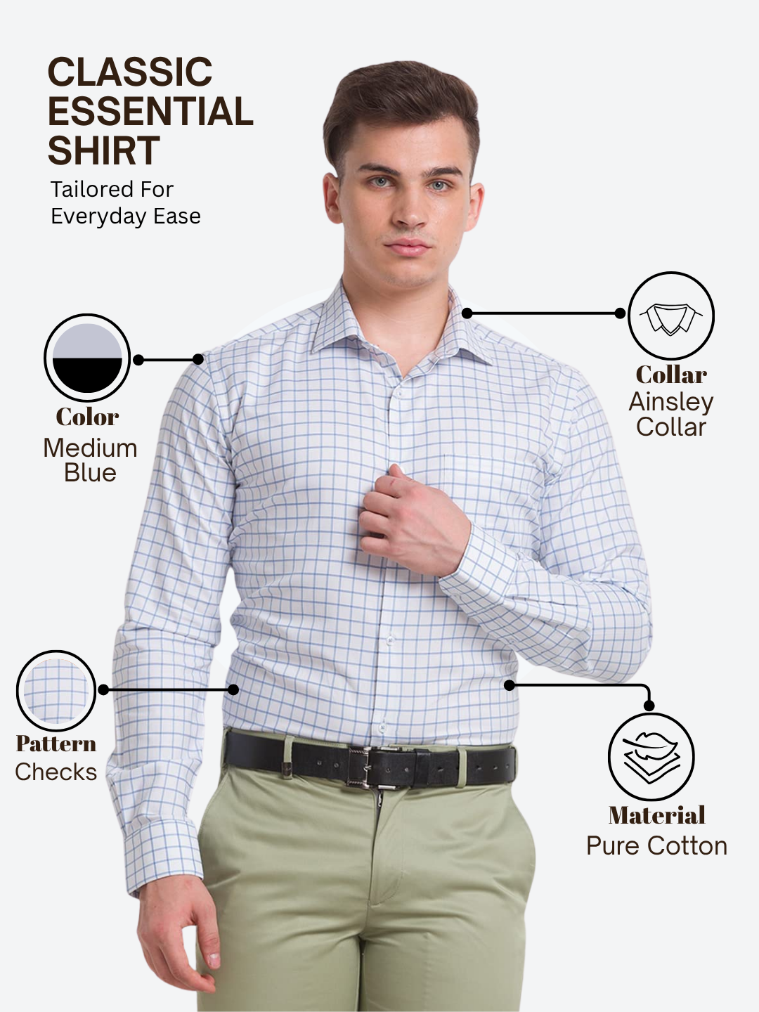 Park Avenue Men Blue Slim Fit Checks Formal Shirt