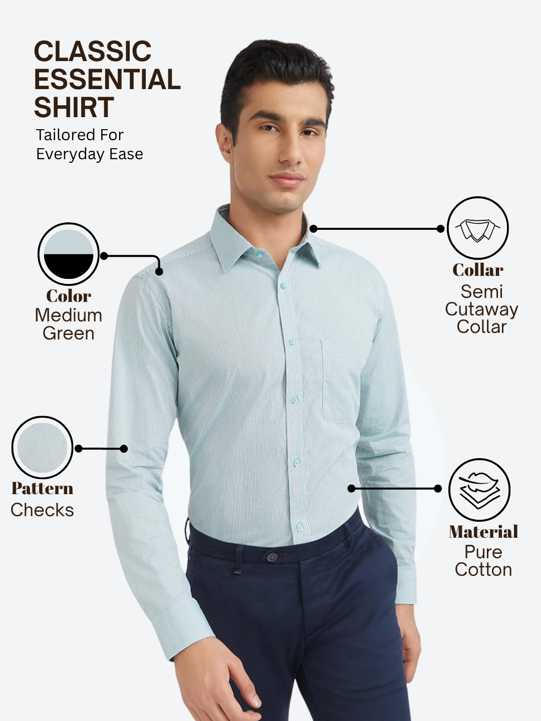 Raymond Men Grey Slim Fit Checks Formal Shirt