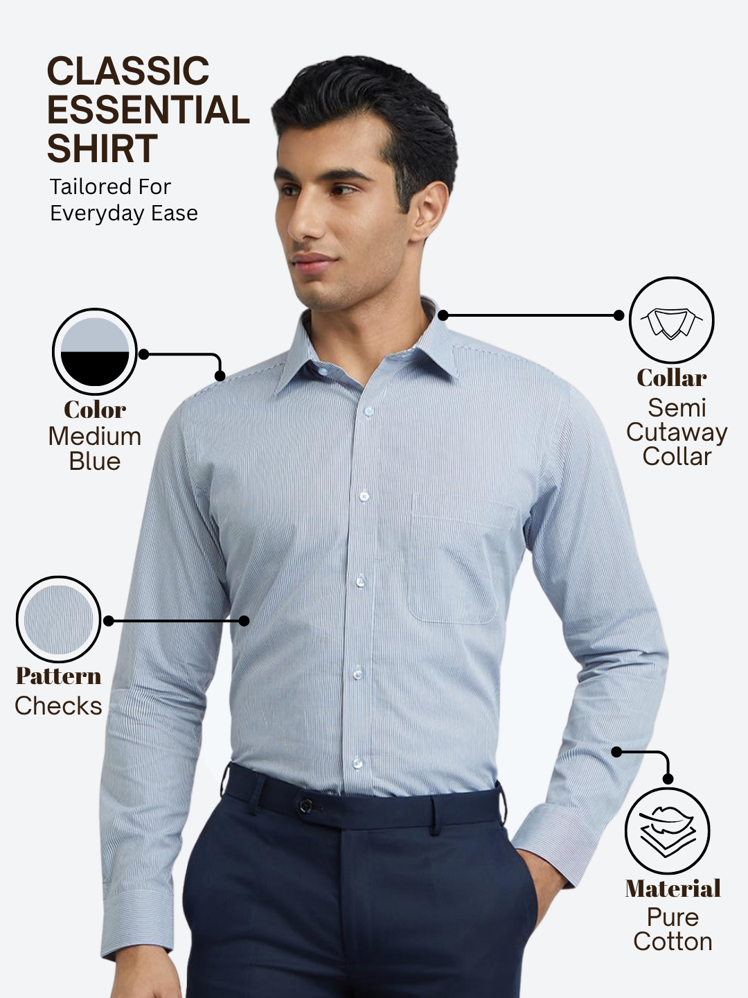 Raymond Men Blue Slim Fit Checks Formal Shirt