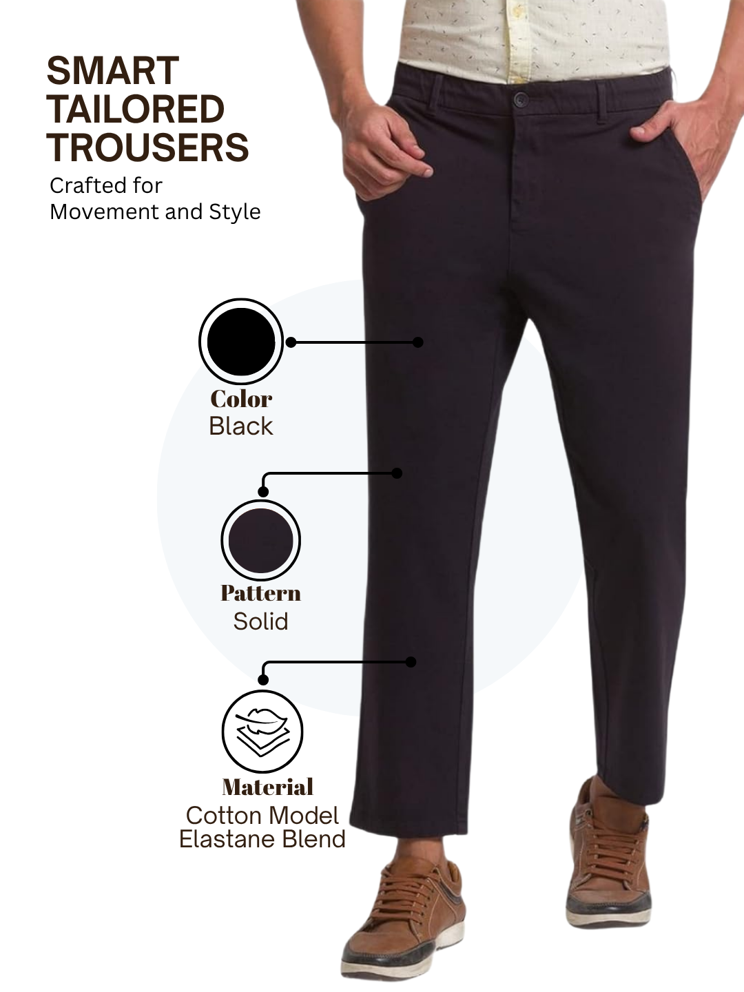 Parx Men Black Carrot Fit Solid Trouser