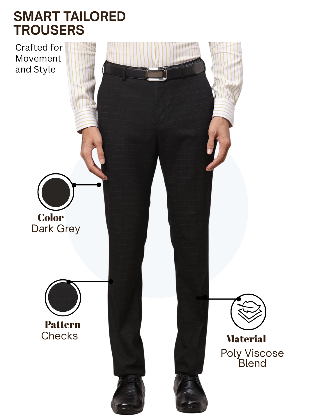 Raymond Men Grey Slim Fit Checks Trouser