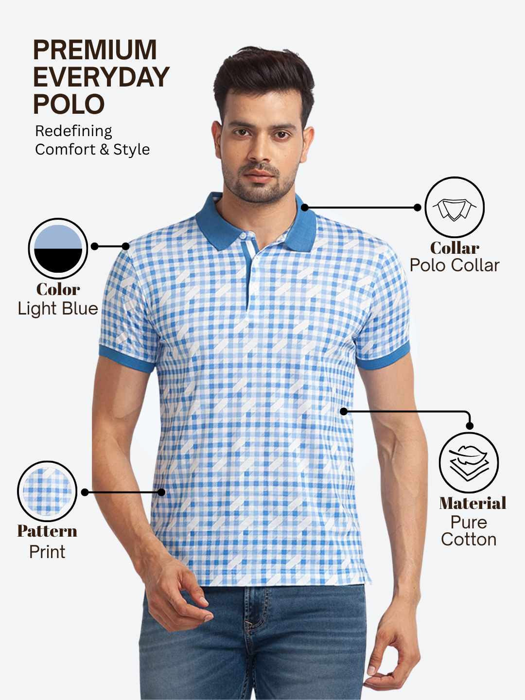 Park Avenue Men Blue Slim Fit Printed Polo Neck Collar T-Shirt