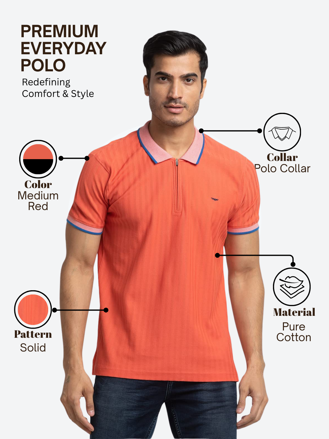 Park Avenue Men Red Slim Fit Solid Polo Neck Collar T-Shirt