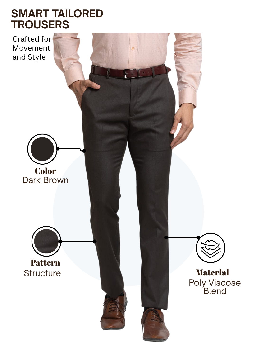 Park Avenue Men Brown Super Slim Fit Structure Trouser