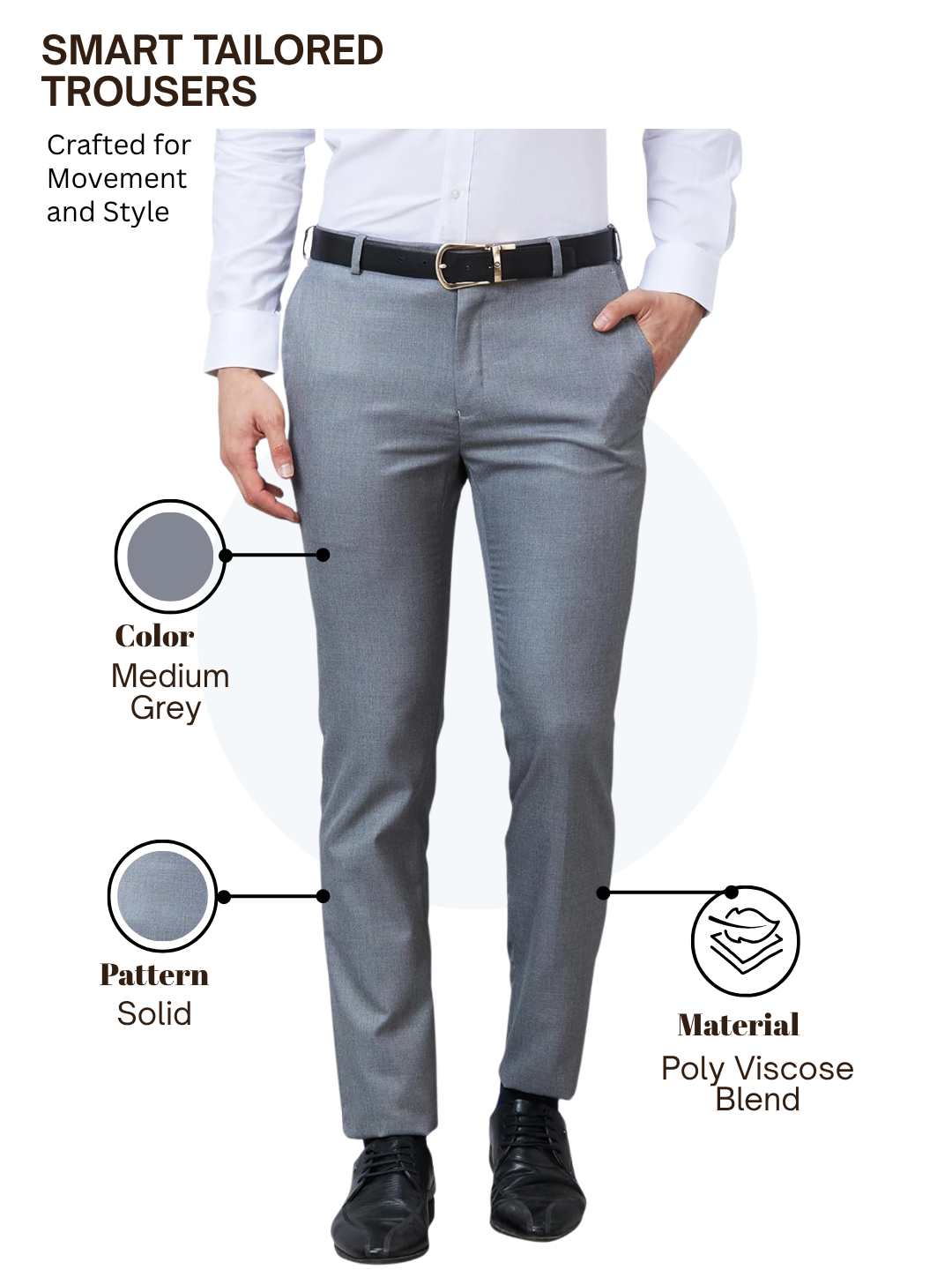 Raymond Men Grey Slim Fit Solid Trouser