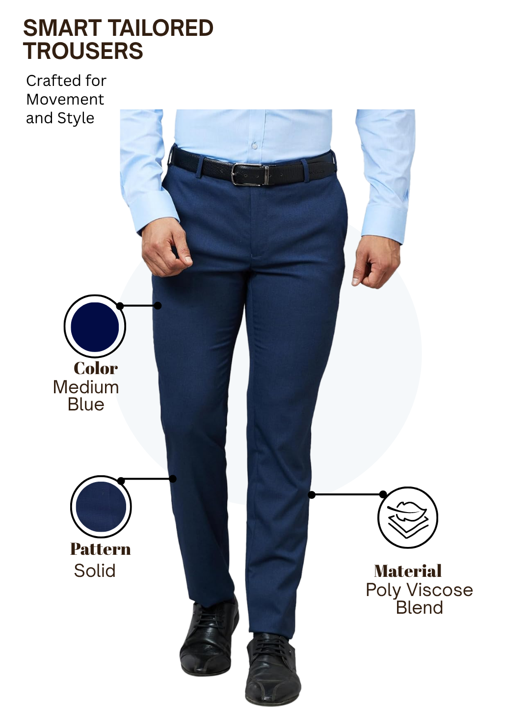 Raymond Men Blue Slim Fit Solid Trouser
