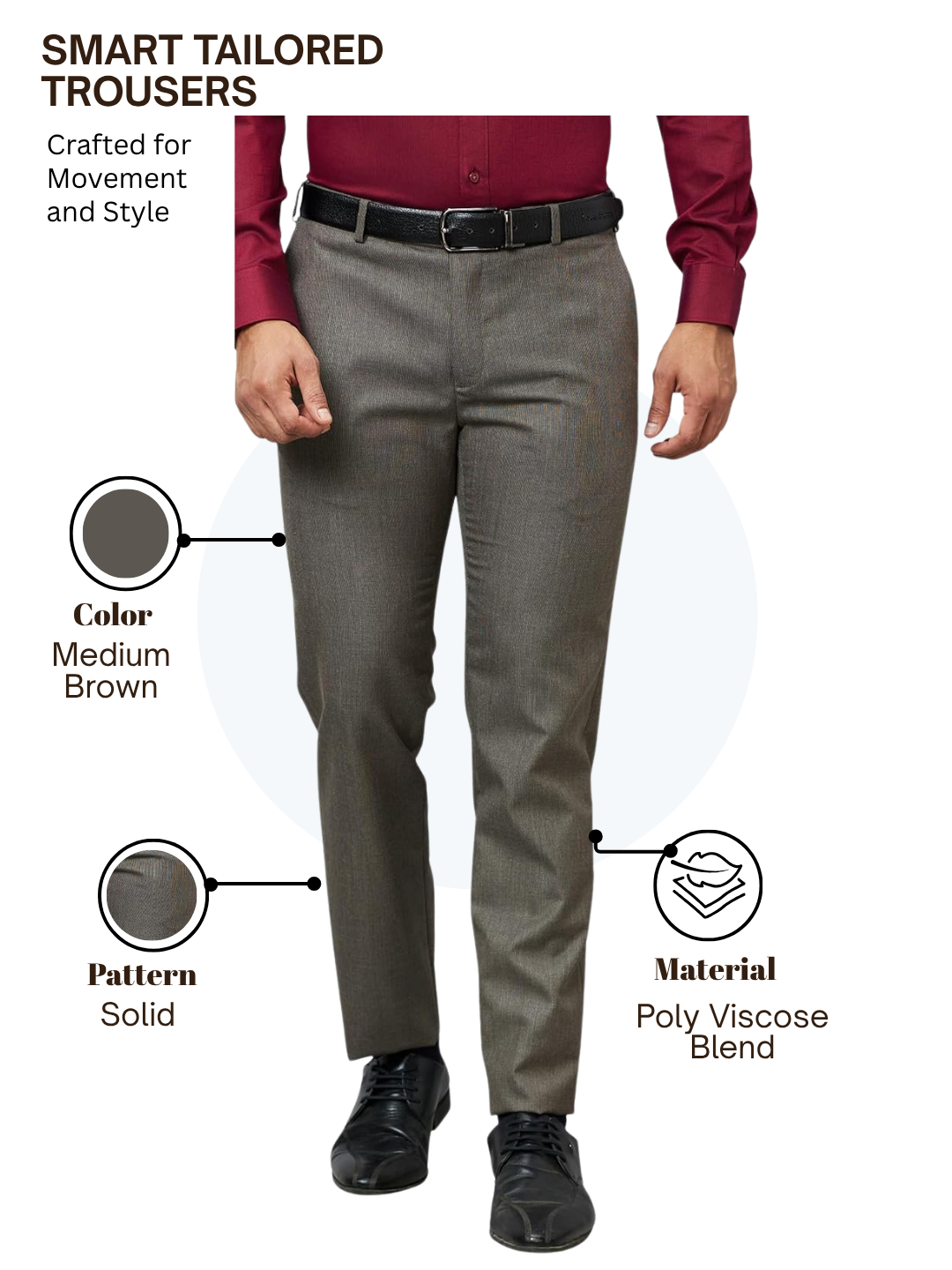 Raymond Men Brown Slim Fit Solid Trouser