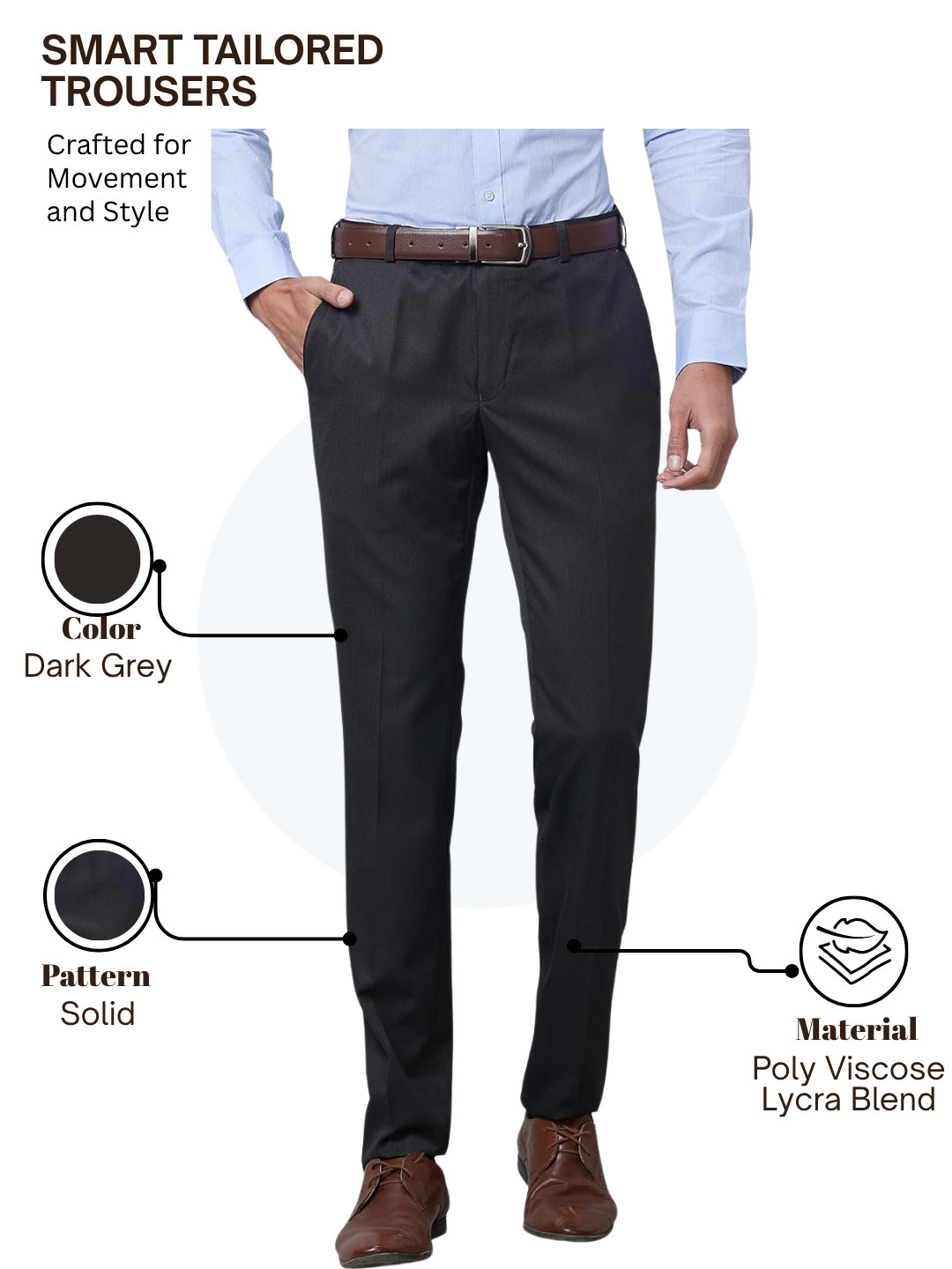 Raymond Men Grey Slim Fit Solid Trouser