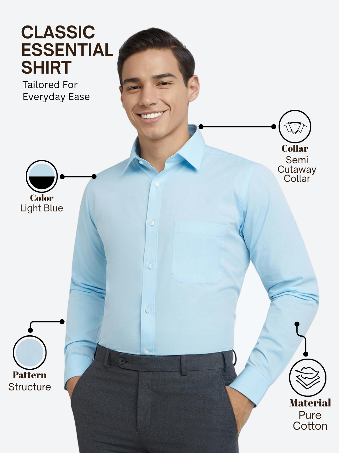 Raymond Men Blue Slim Fit Structure Formal Shirt