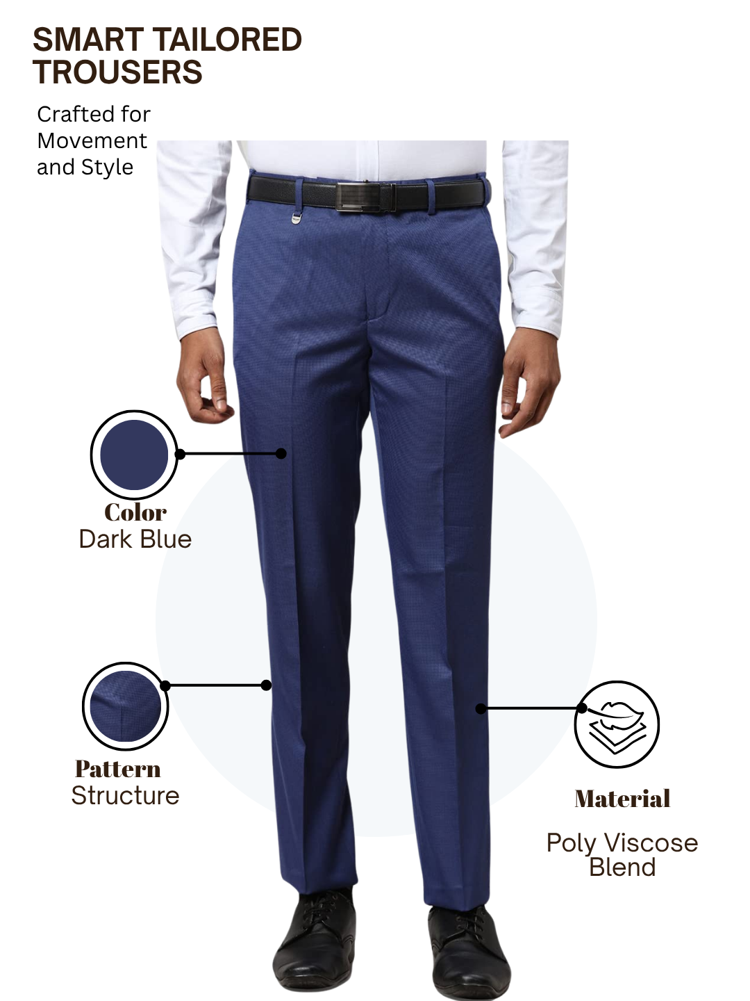 Park Avenue Men Blue Smart Fit Structure Trouser