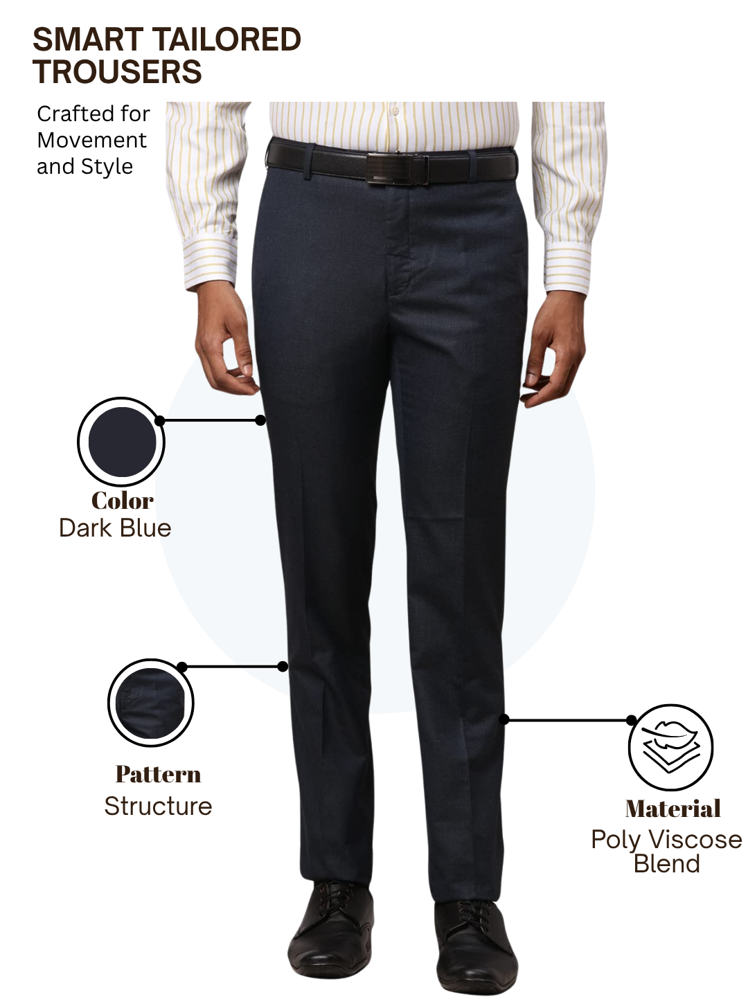Raymond Men Blue Slim Fit Structure Trouser