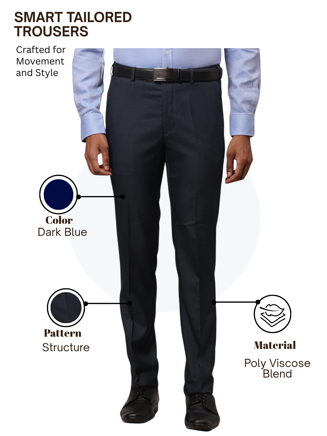 Raymond Men Blue Slim Fit Structure Trouser