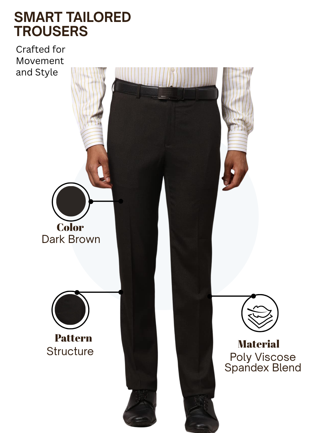 Raymond Men Brown Slim Fit Structure Trouser