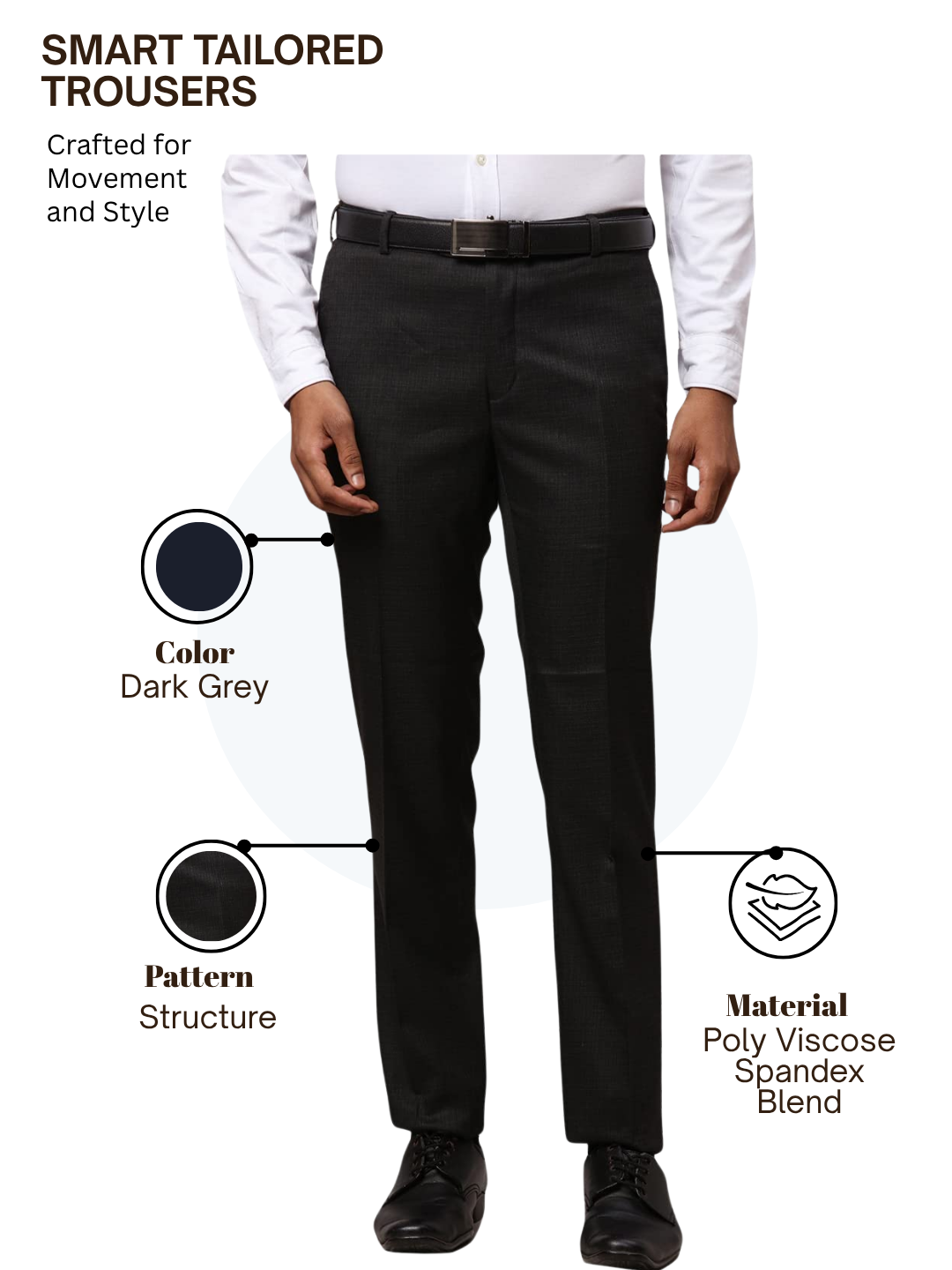 Raymond Men Grey Slim Fit Structure Trouser