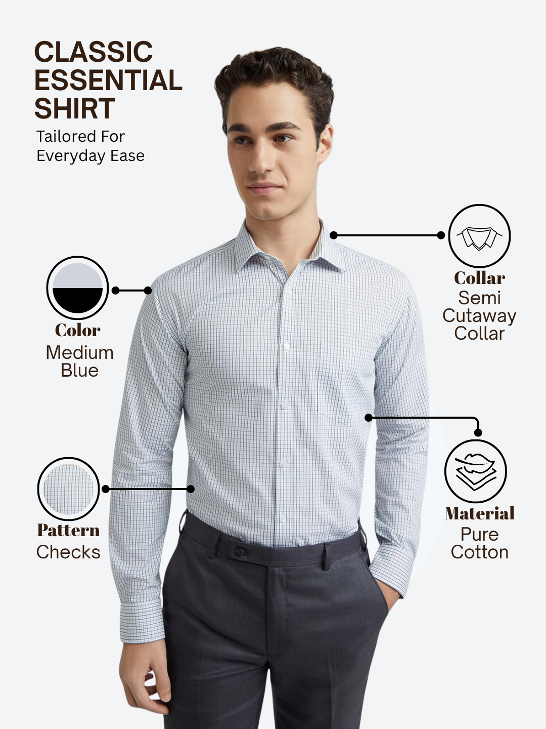 Park Avenue Men Blue Slim Fit Checks Formal Shirt