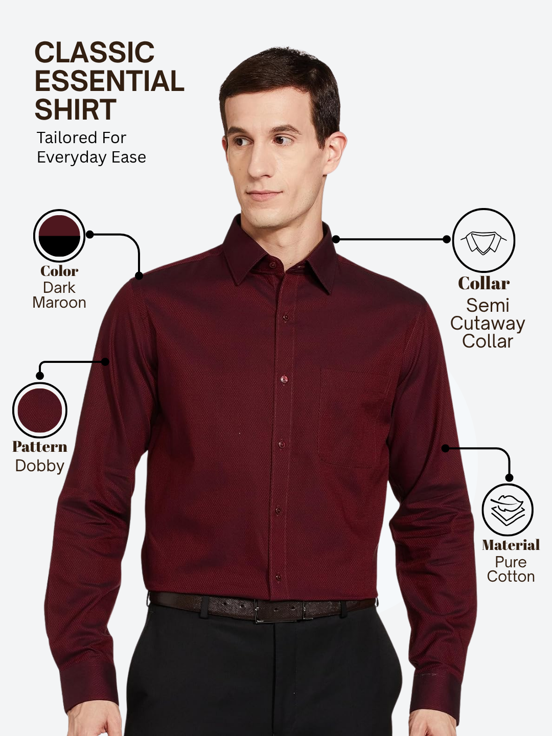 Raymond Men Maroon Slim Fit Dobby Formal Shirt
