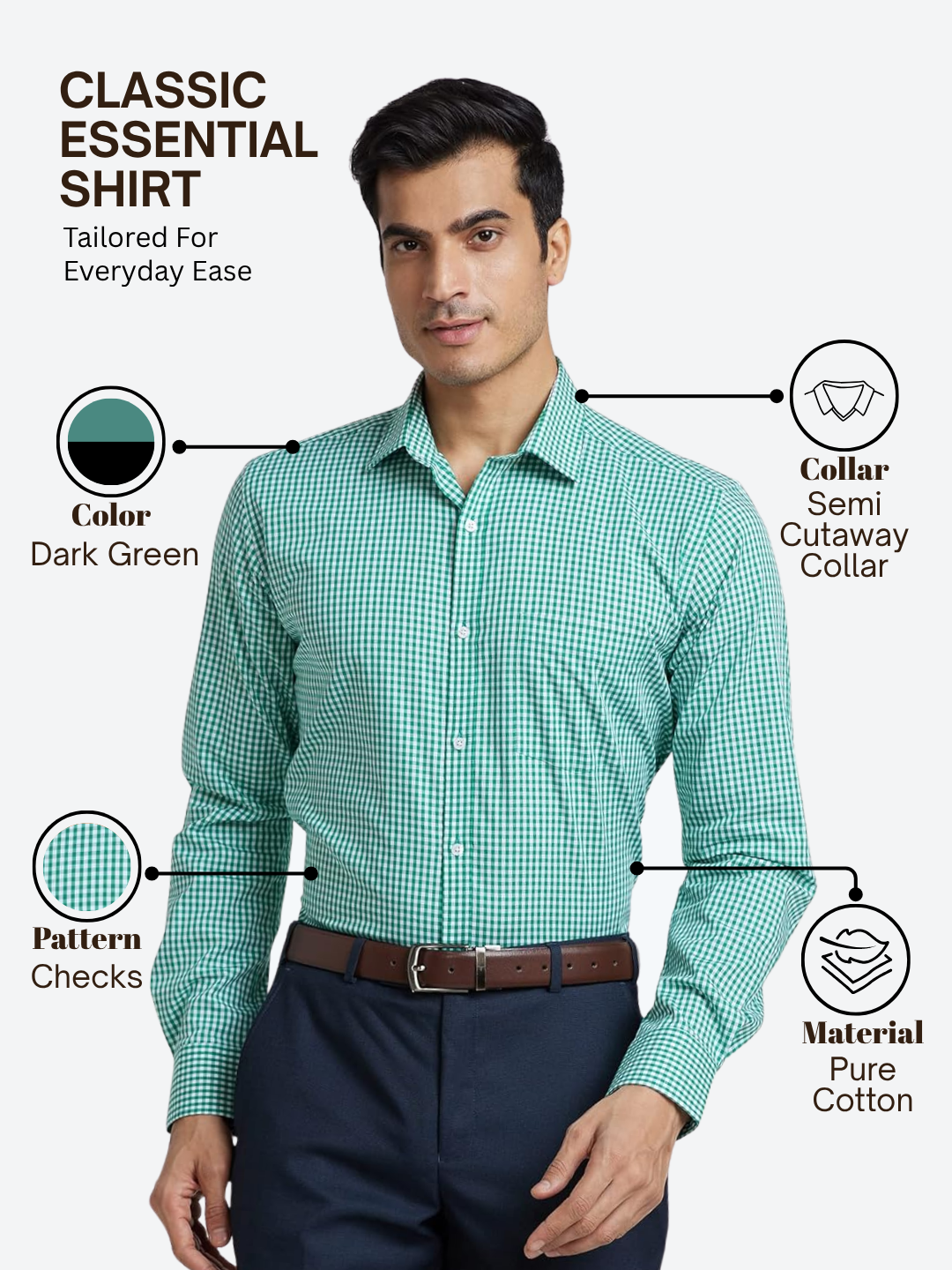 Park Avenue Men Green Slim Fit Checks Formal Shirt