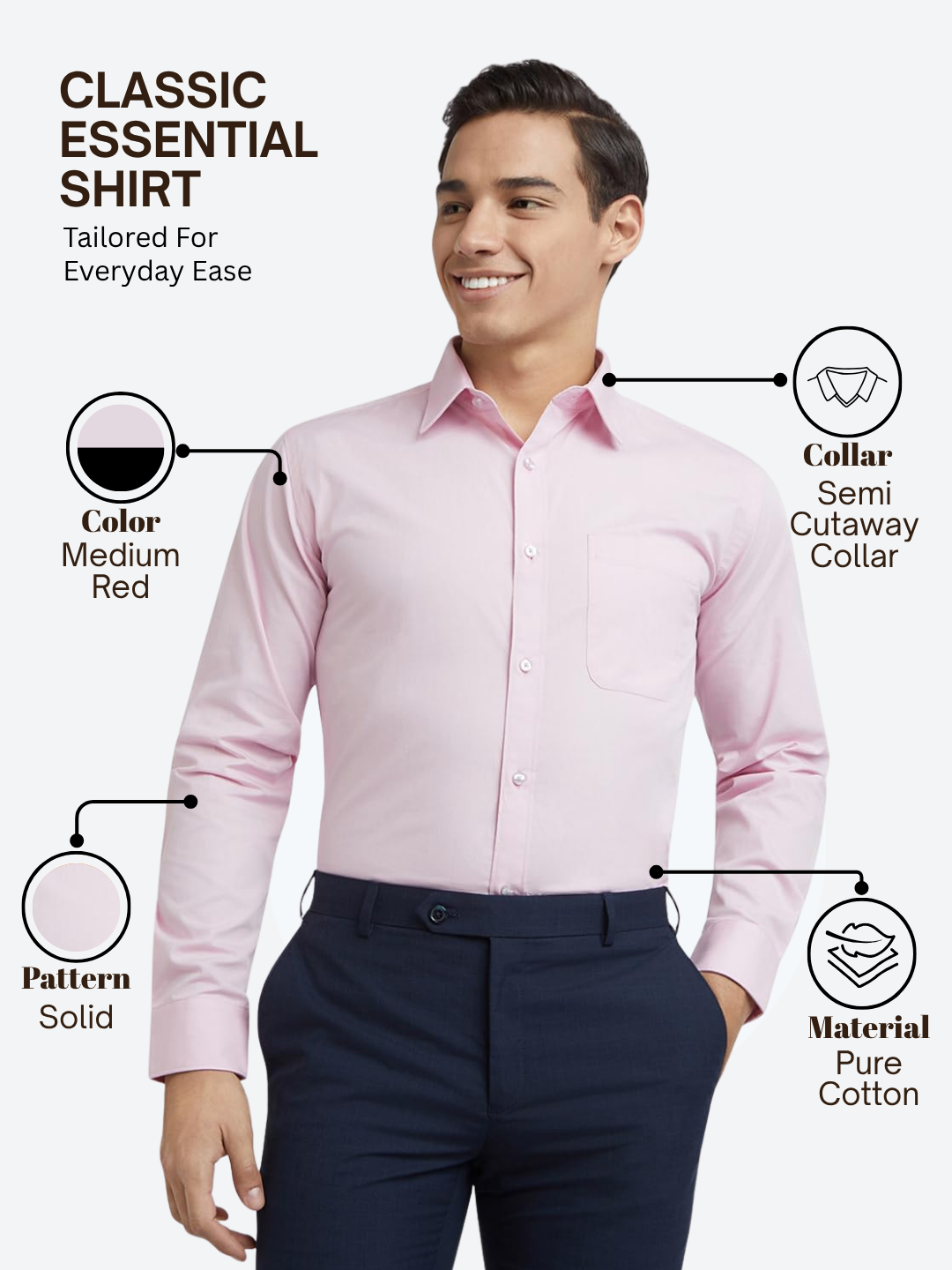 Raymond Men Pink Slim Fit Solid Formal Shirt