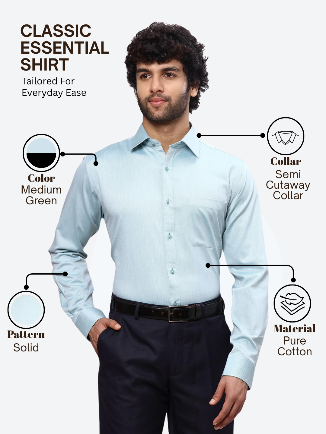 Raymond Men Green Slim Fit Solid Formal Shirt