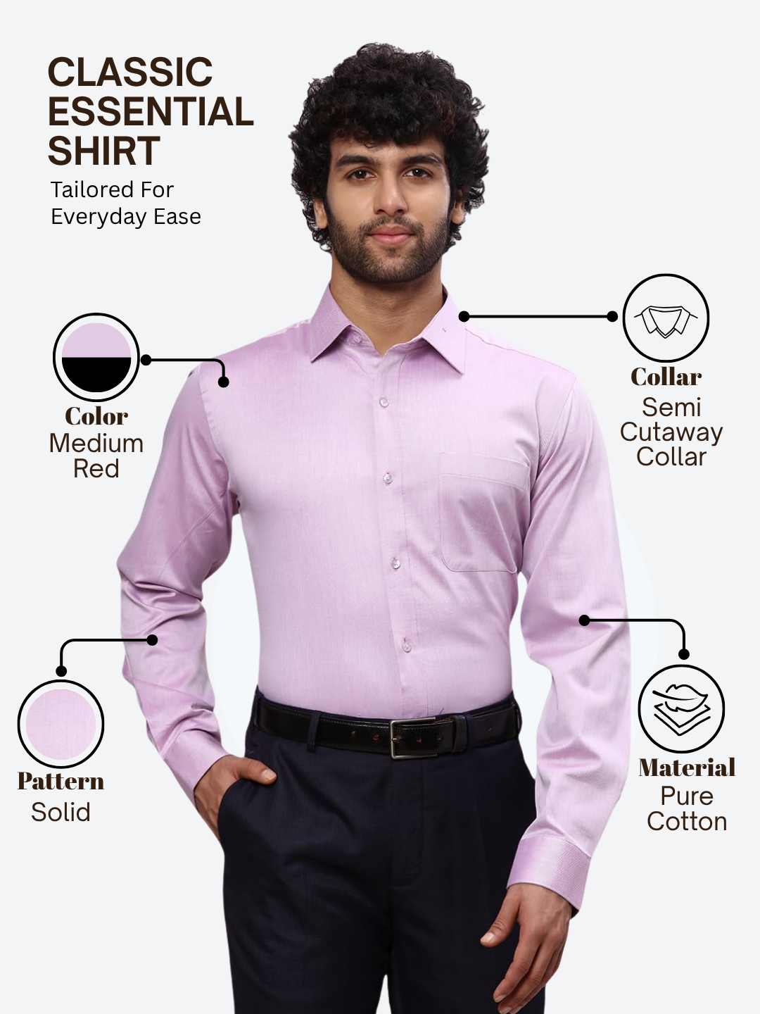 Raymond Men Pink Slim Fit Solid Formal Shirt