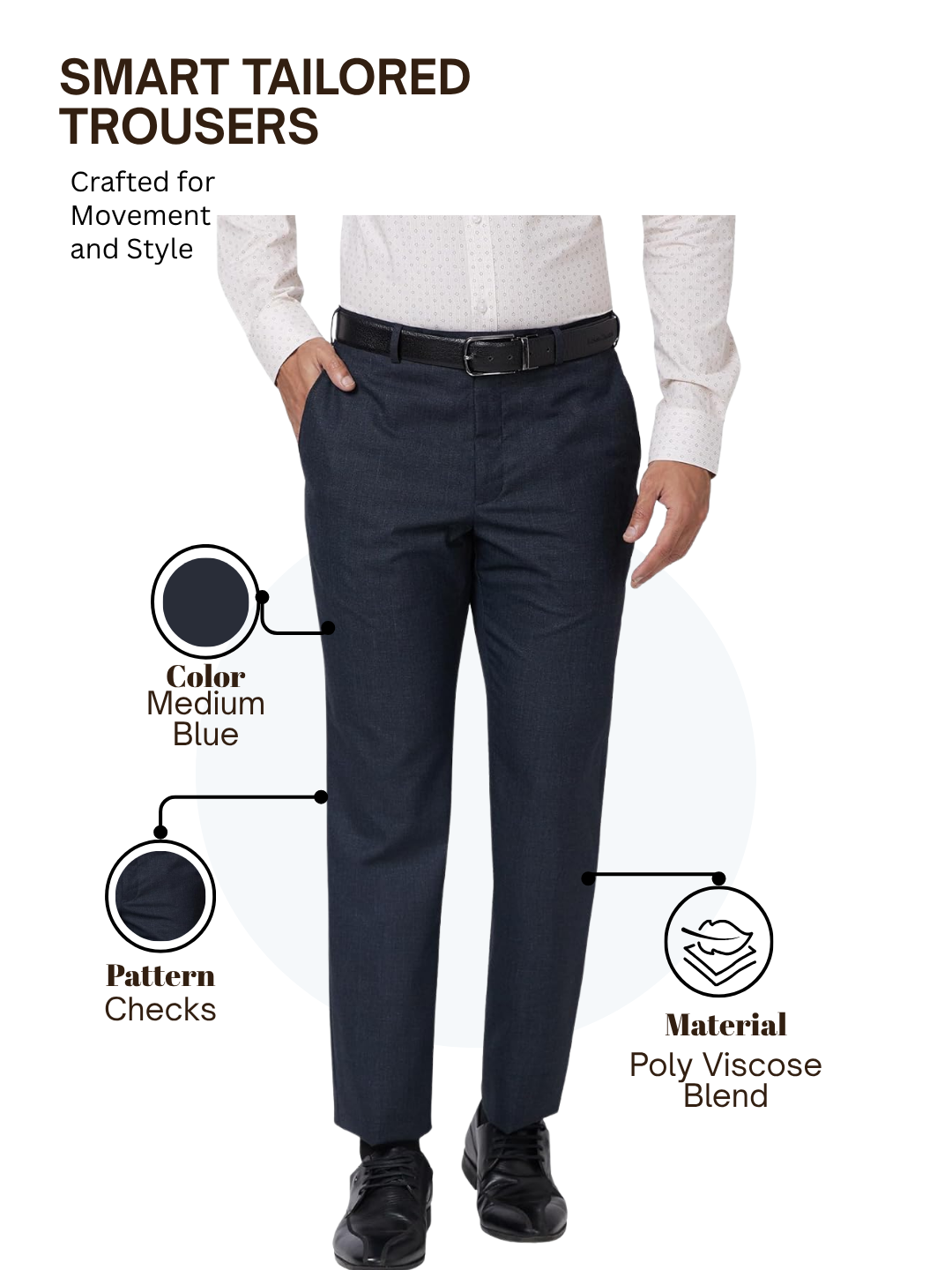 Park Avenue Men Blue Smart Fit Checks Trouser