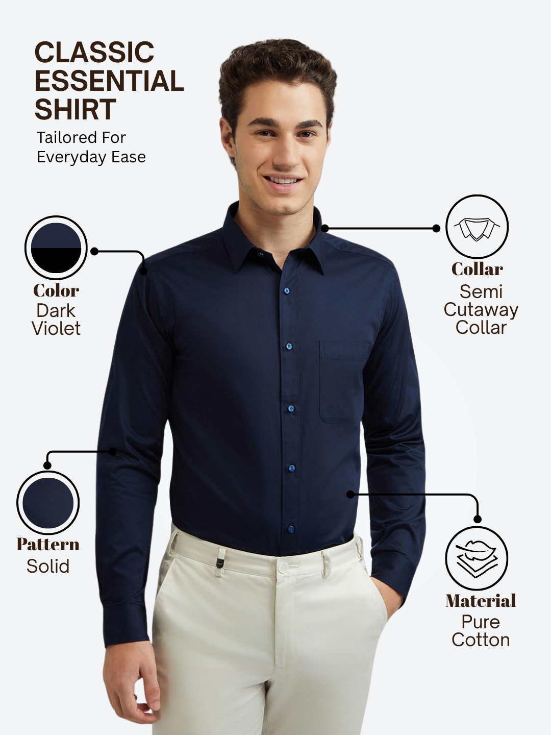 Raymond Men Purple Slim Fit Solid Formal Shirt