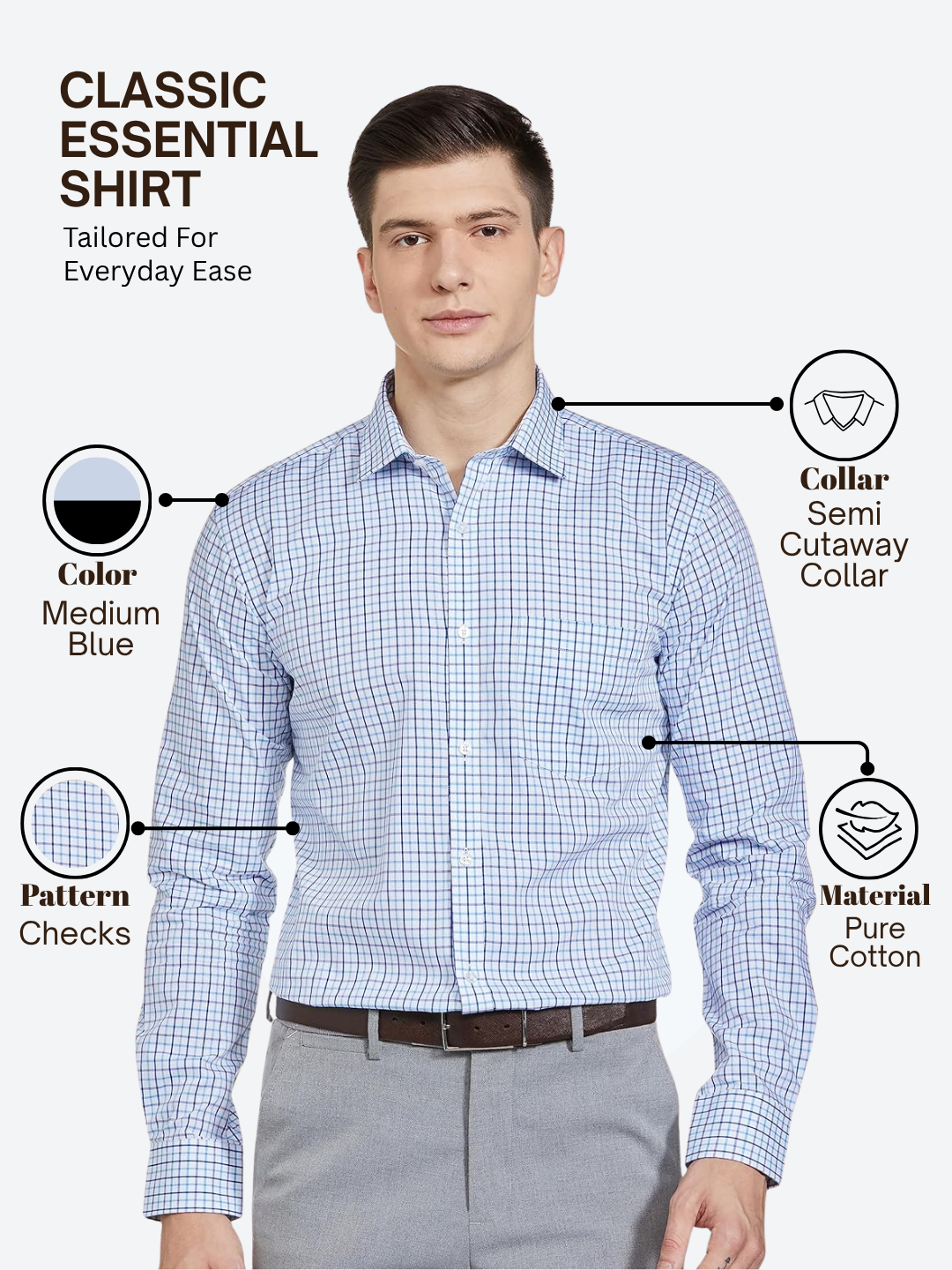 Park Avenue Men Blue Slim Fit Checks Formal Shirt