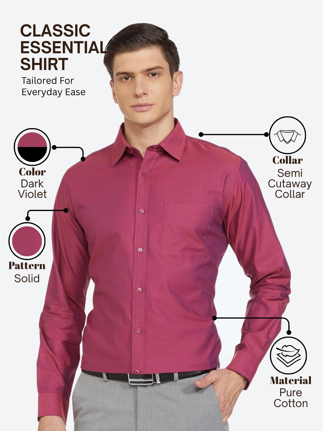 Raymond Men Purple Slim Fit Solid Formal Shirt