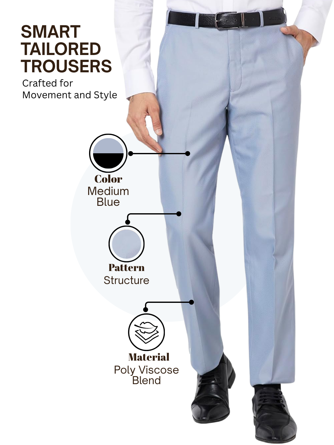 Park Avenue Men Blue Smart Fit Structure Trouser
