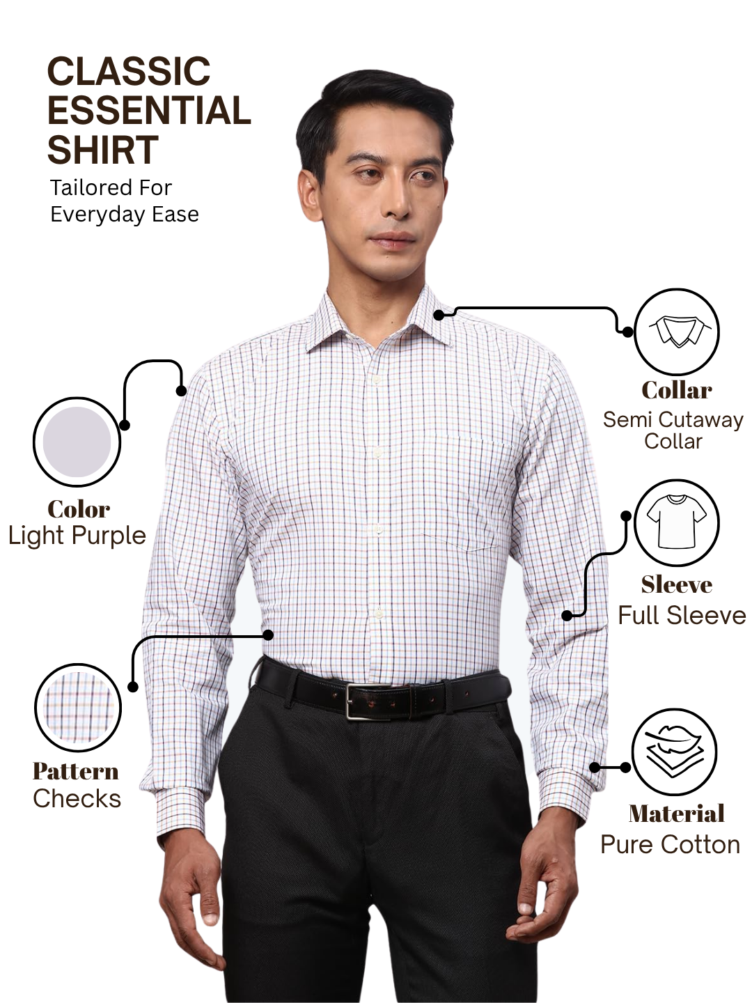 Park Avenue Men Purple Slim Fit Checks Formal Shirt