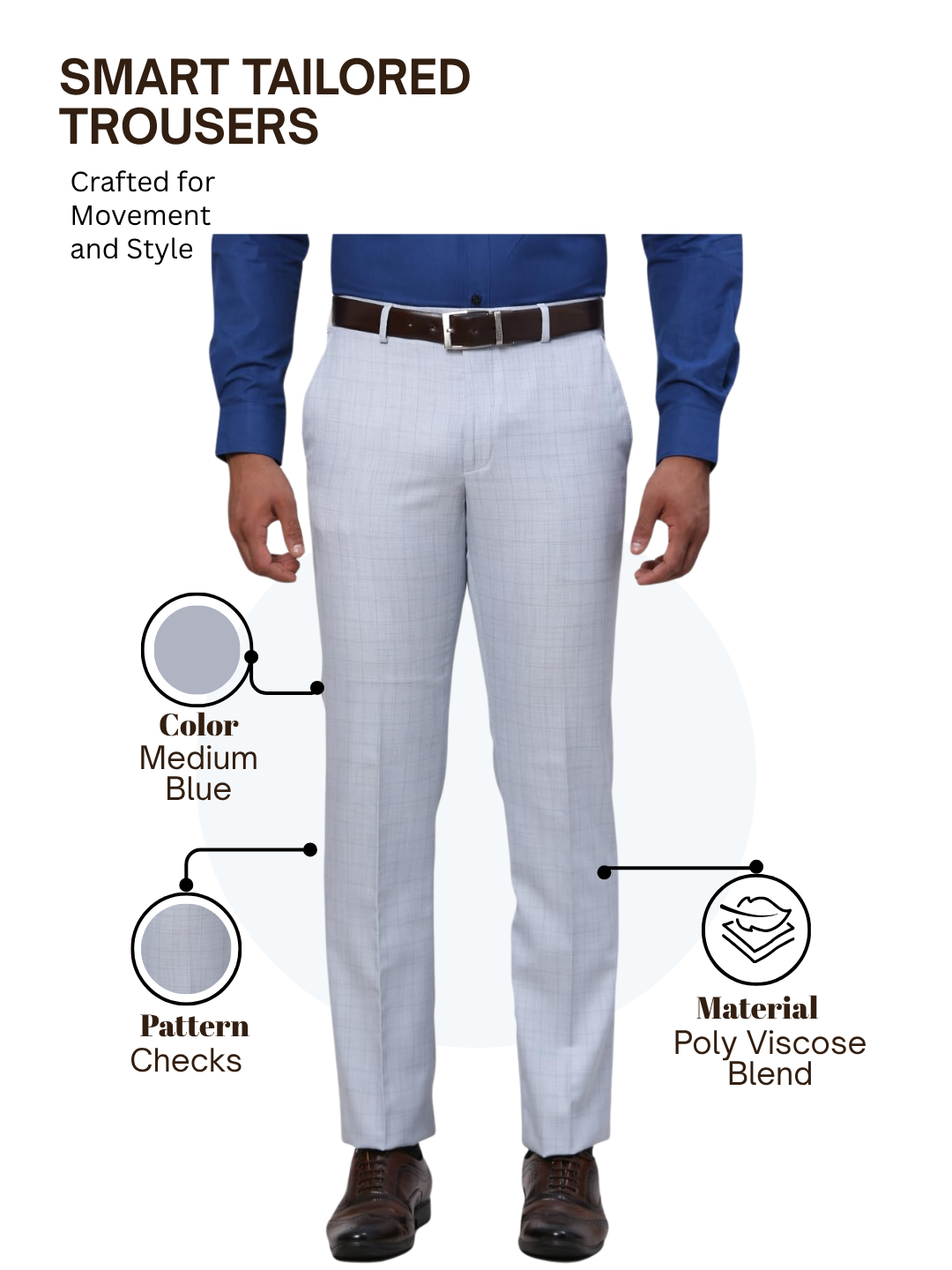Park Avenue Men Blue Smart Fit Checks Trouser