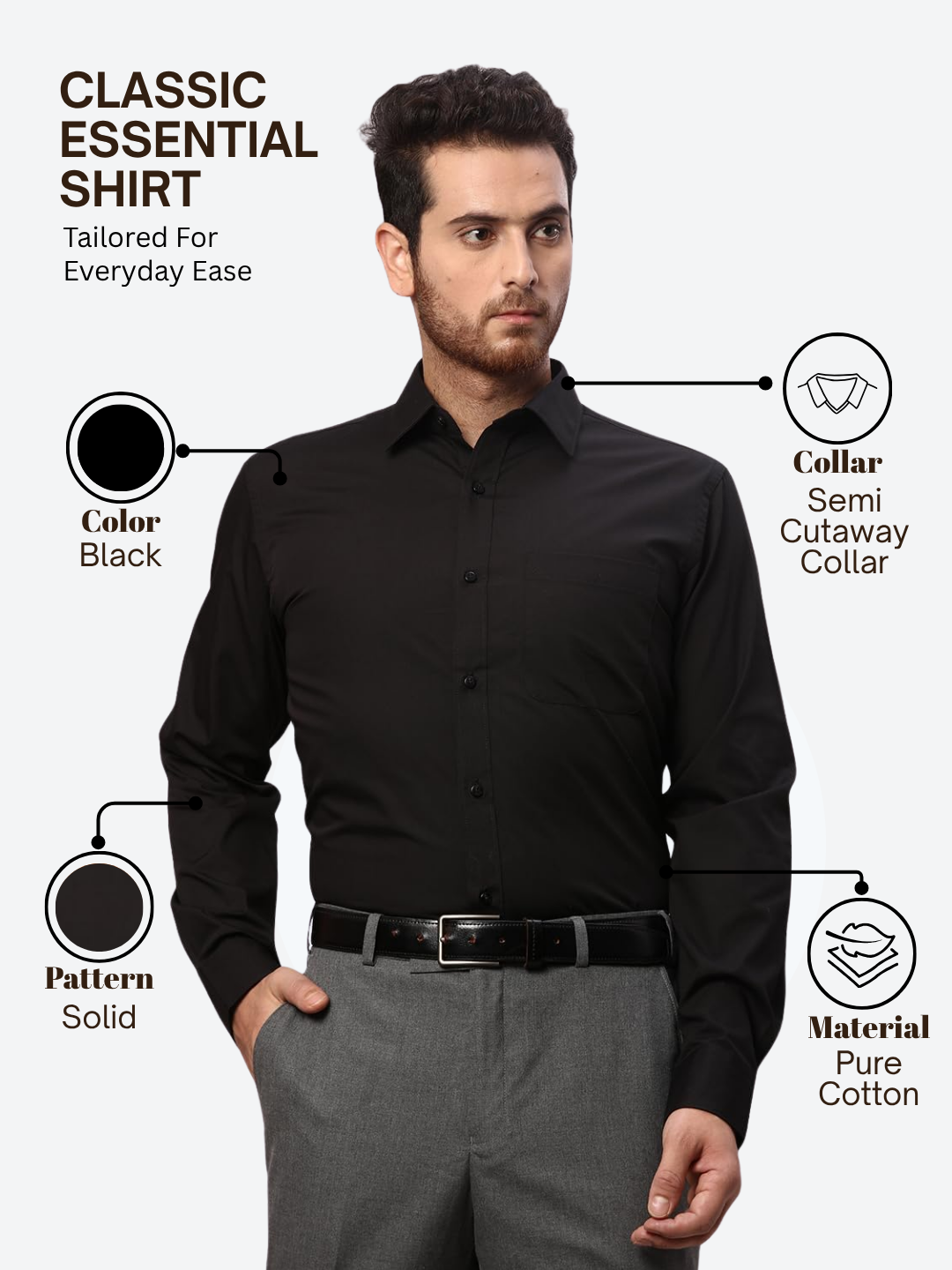 Raymond Men Black Slim Fit Solid Formal Shirt