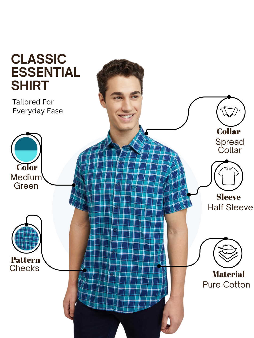 Colorplus Men Blue Tailored Fit Checks Casual Shirt